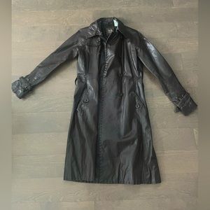 Brown Leather Trench Coat